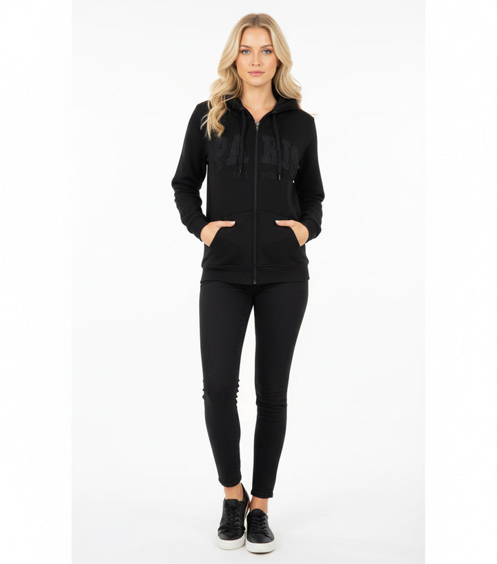 Moletom Paris France com Zíper – Preto