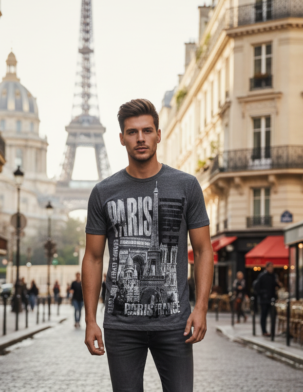 T-shirt Paris Torre Eiffel e monumentos fashion