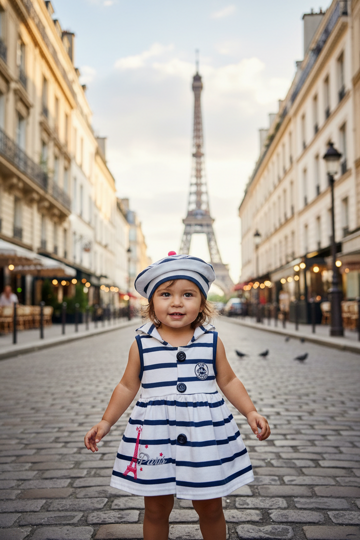 Vestido Paris Torre Eiffel + boina marinheiro