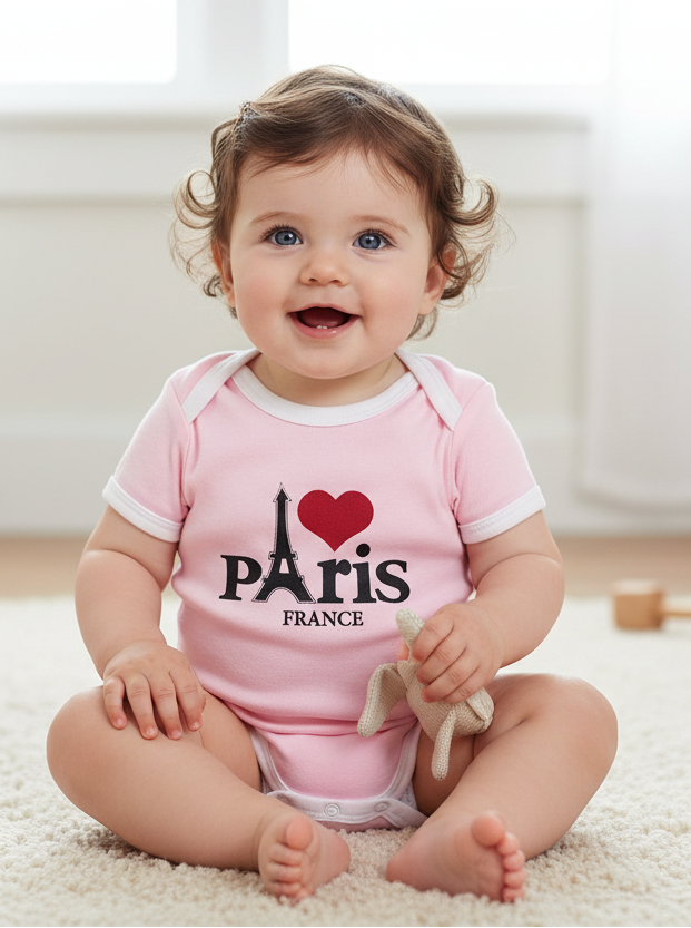 Body Paris coração cor de rosa