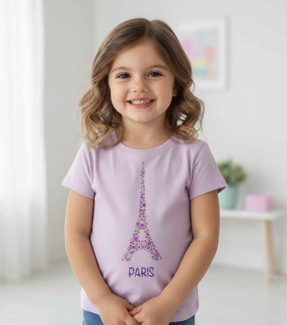Tee shirt da flor do rosa da Torre Eiffel