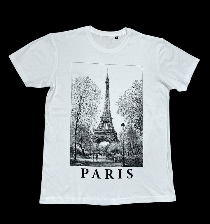 Camiseta Torre Eiffel de Paris em Preto e Branco