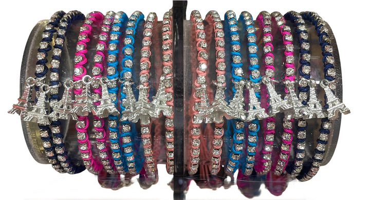Pulseira Torre Eiffel strass colorida