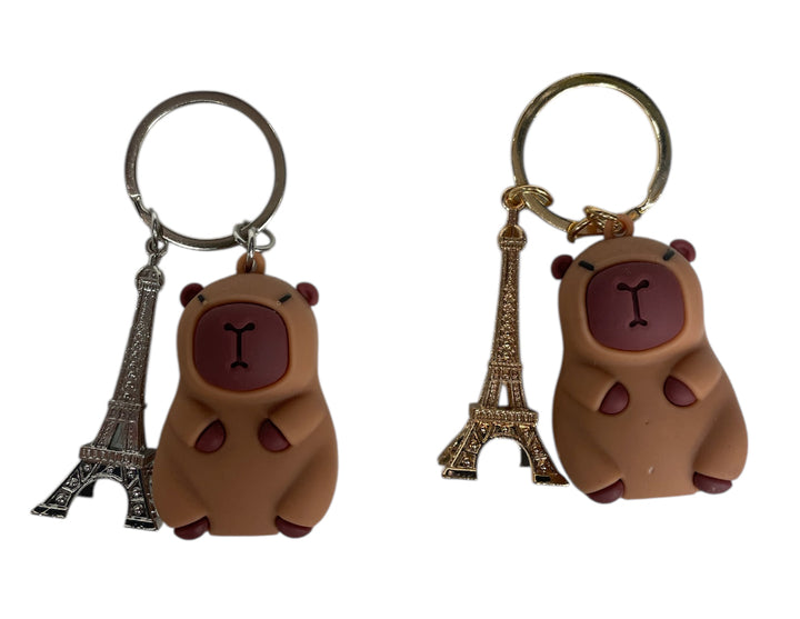 Keychain Capybara Eiffel Tower – Paris Edition (Gold or Silver)