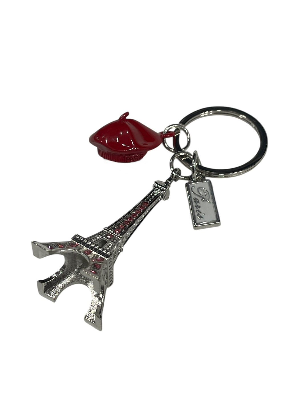 Keychain Beret Eiffel Tower crystals