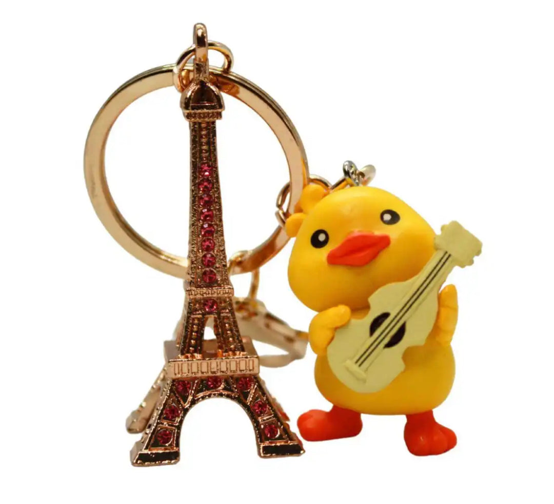 Eiffel Tower duck keychain
