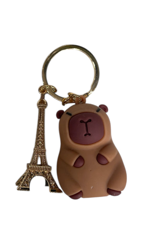 Keychain Capybara Eiffel Tower – Paris Edition (Gold or Silver)