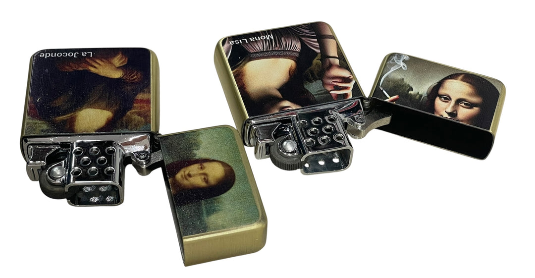 Mechero Mona Lisa o mechero Mona Lisa fumando