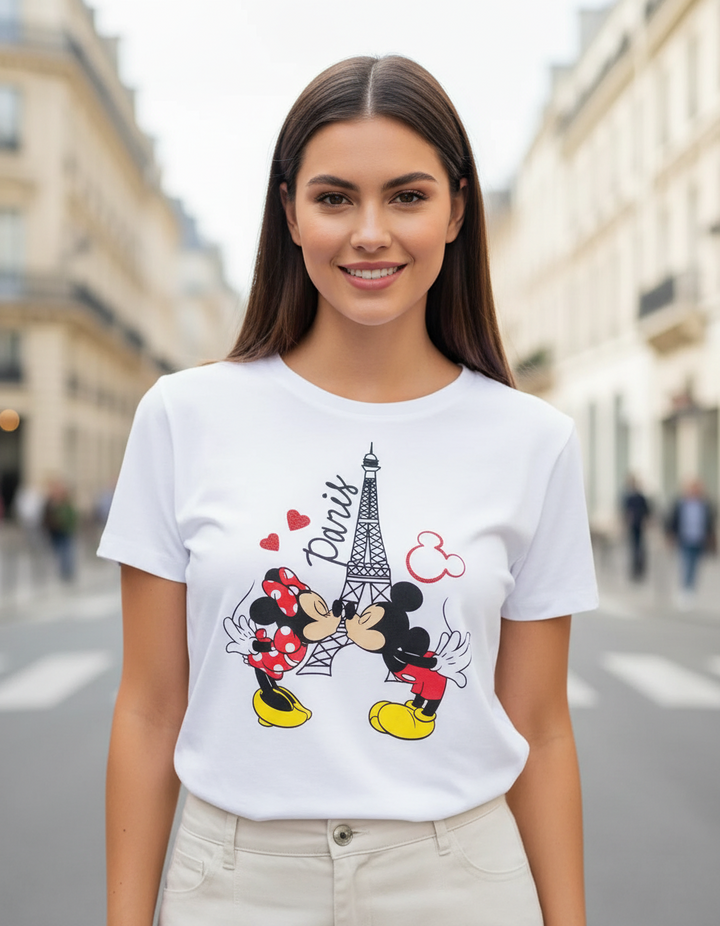 Tee shirt Paris Tour Eiffel Minnie et Mickey Mouse
