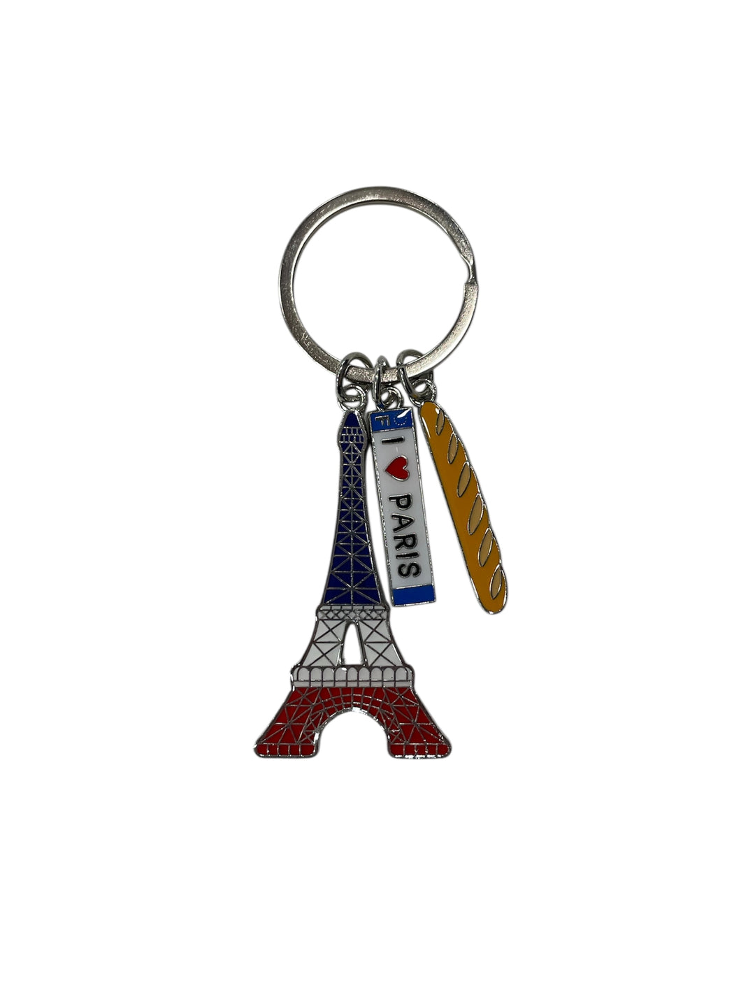 Porte clés Tour Eiffel Tricolore I love Paris baguette