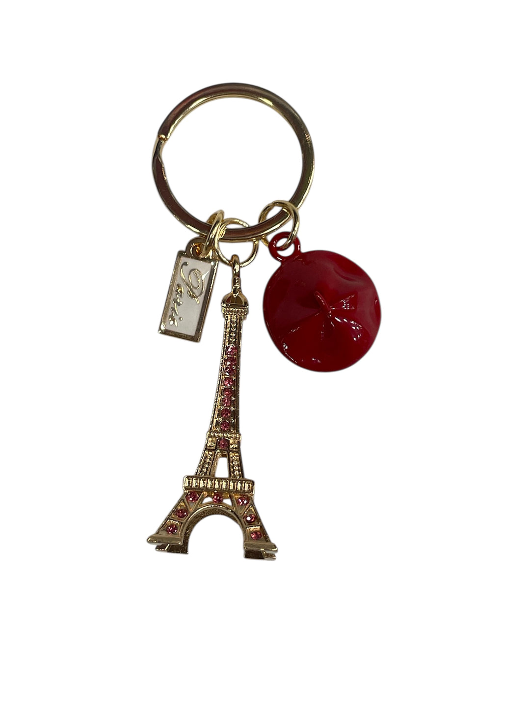 Keychain Beret Eiffel Tower crystals