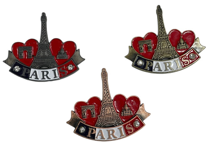 Magnet Tour Eiffel double Cœur Paris Strass 3 monuments