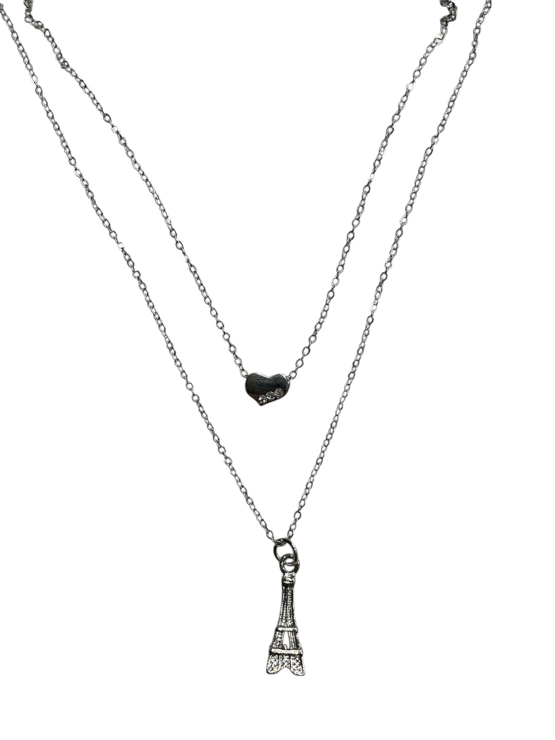 Colar Torre Eiffel corrente dupla coração