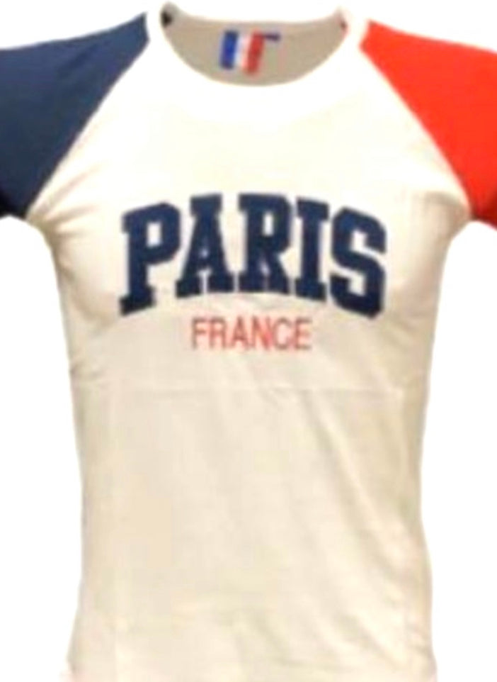 Tee shirt Paris France Tricolore brodé