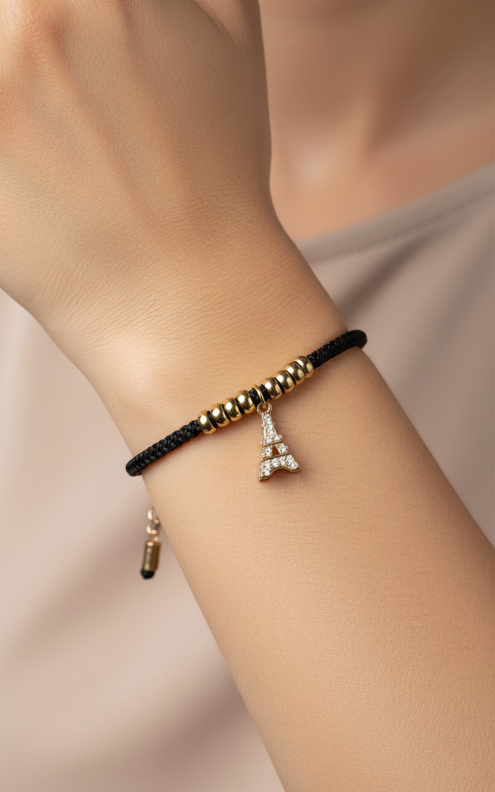 Pulsera Torre Eiffel con Brillantes – Dorada o Plateada