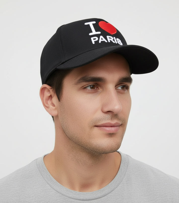 Casquette I Love Paris Noire Brodée 3D