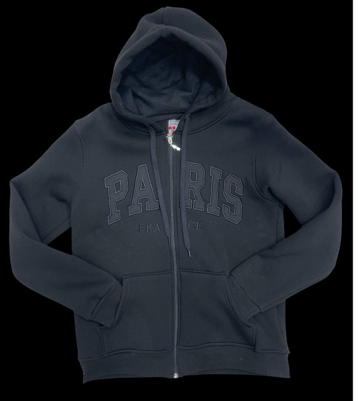 Moletom Paris France com Zíper – Preto