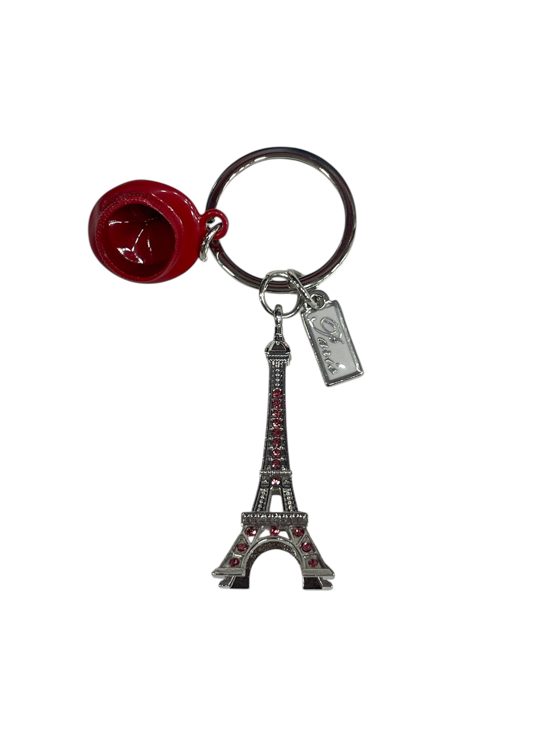 Keychain Beret Eiffel Tower crystals