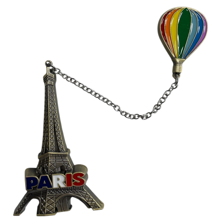 Metal Eiffel Tower Magnet with Hanging Balloon