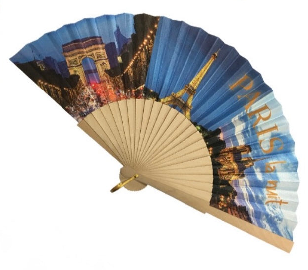 Leque de madeira lembrança de Paris
