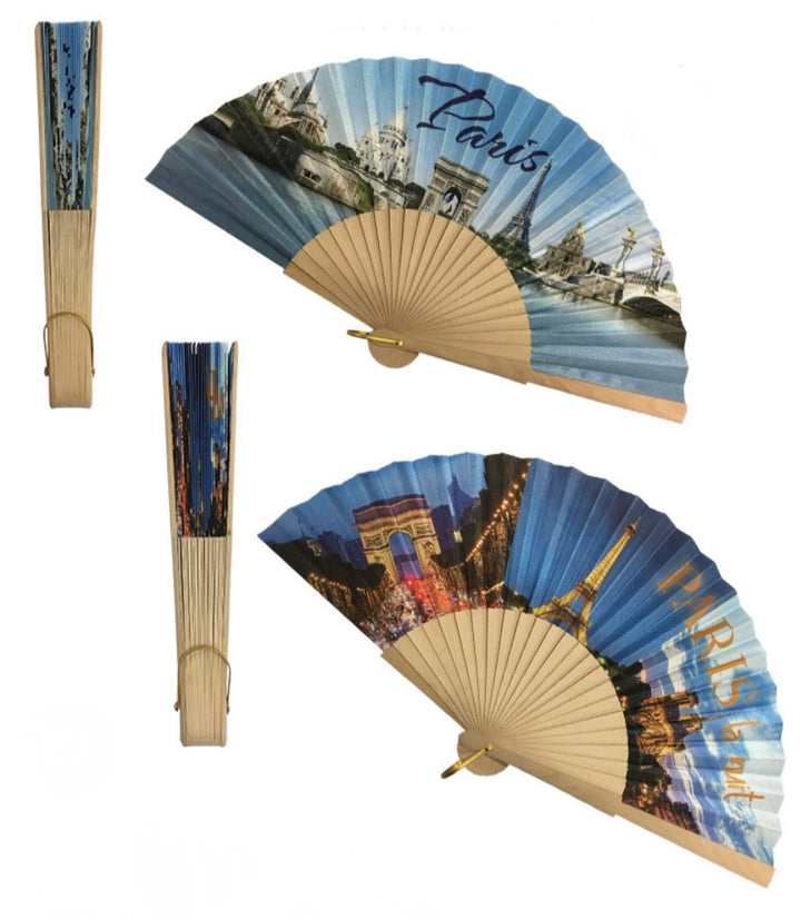 Leque de madeira lembrança de Paris