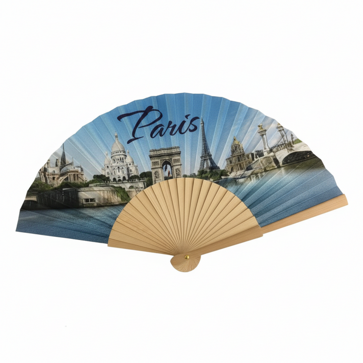 Leque de madeira lembrança de Paris