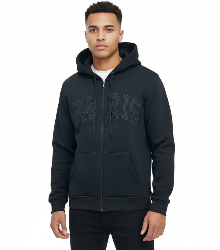 Moletom Paris France com Zíper – Preto