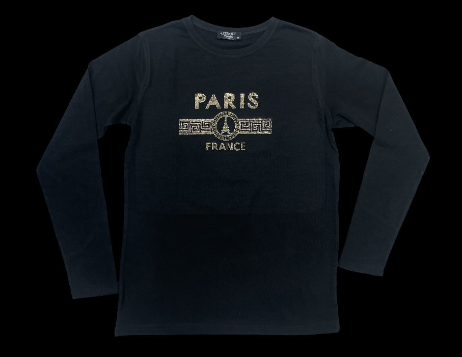 Blusa Manga Longa Preta Paris