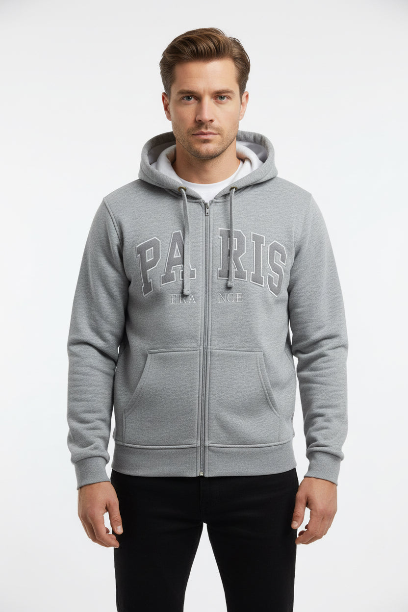 Moletom Paris France com Zíper – Cinza