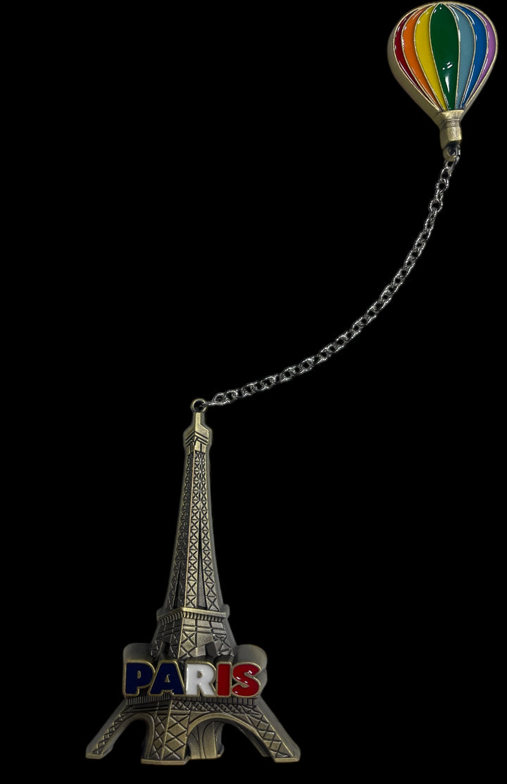 Metal Eiffel Tower Magnet with Hanging Balloon