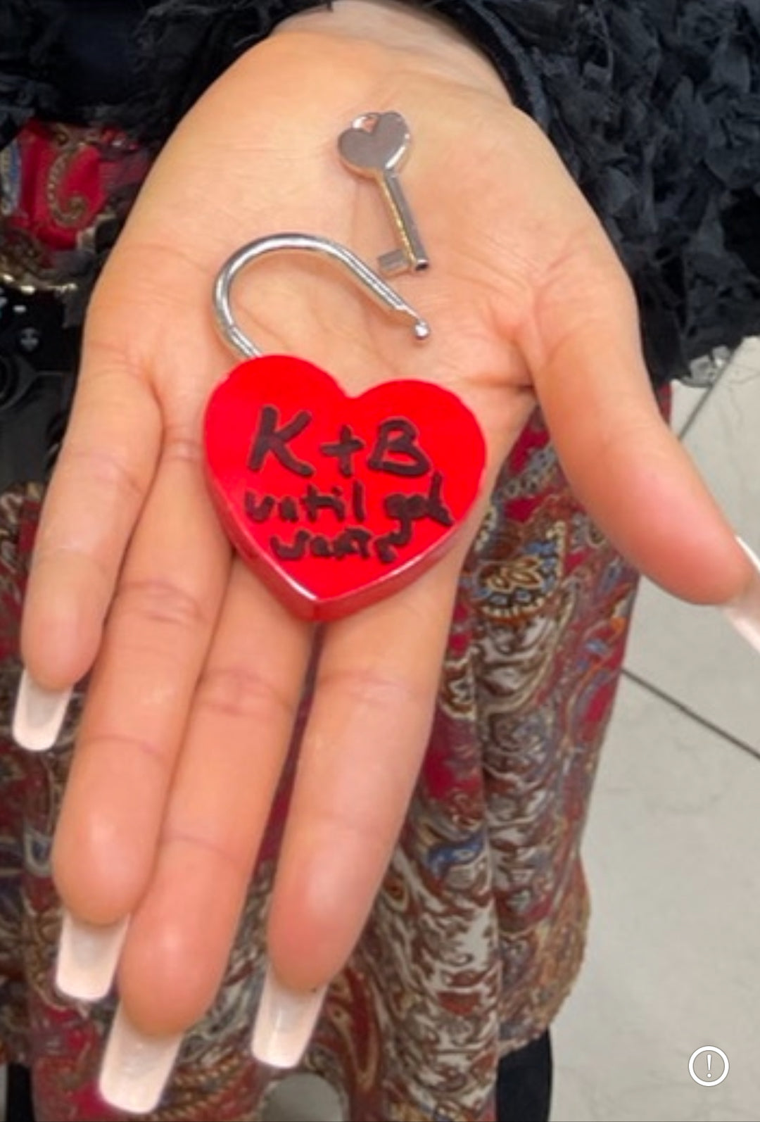 Red heart padlock with heart key