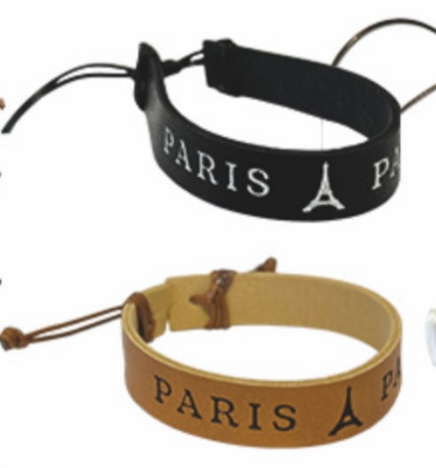 Pulsera de cuero ajustable Torre Eiffel de París