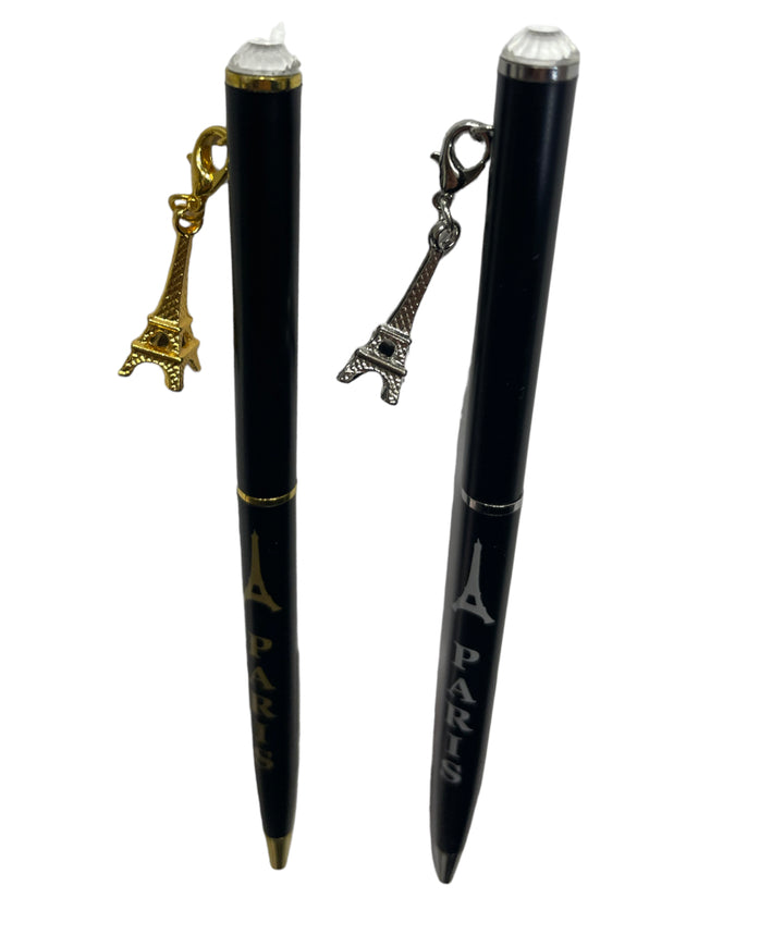 Paris Eiffel Tower pens in black metal + Eiffel Tower charm