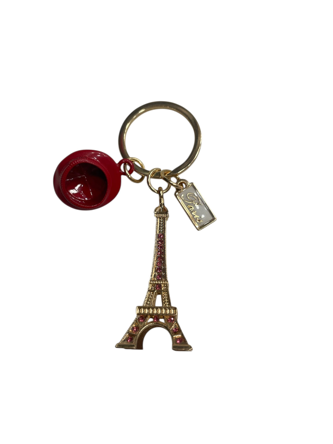 Keychain Beret Eiffel Tower crystals