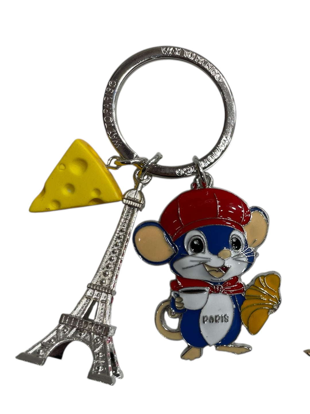 Llavero de Ratón Parisino, Torre Eiffel y Queso – Recuerdo de París