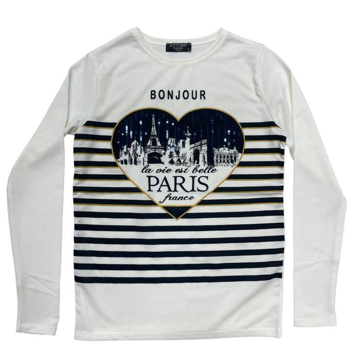Manga comprida Paris BONJOUR