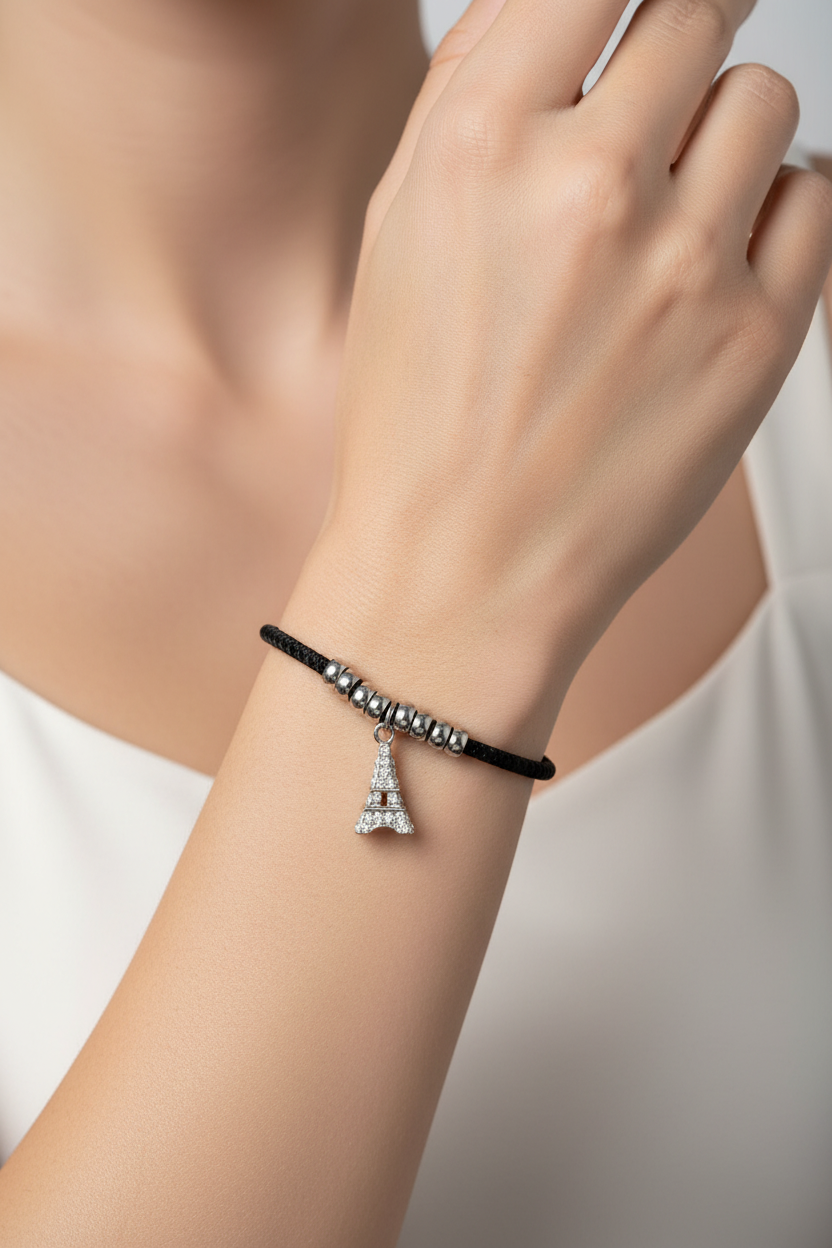 Pulsera Torre Eiffel con Brillantes – Dorada o Plateada