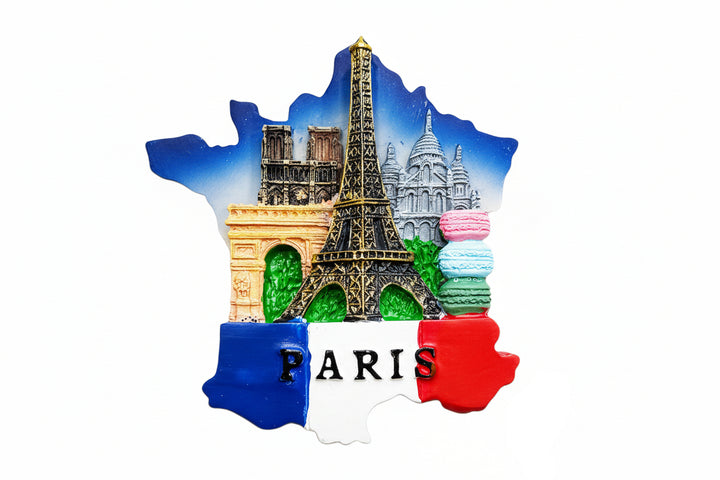 Magnet tour Eiffel carte de France et macarons
