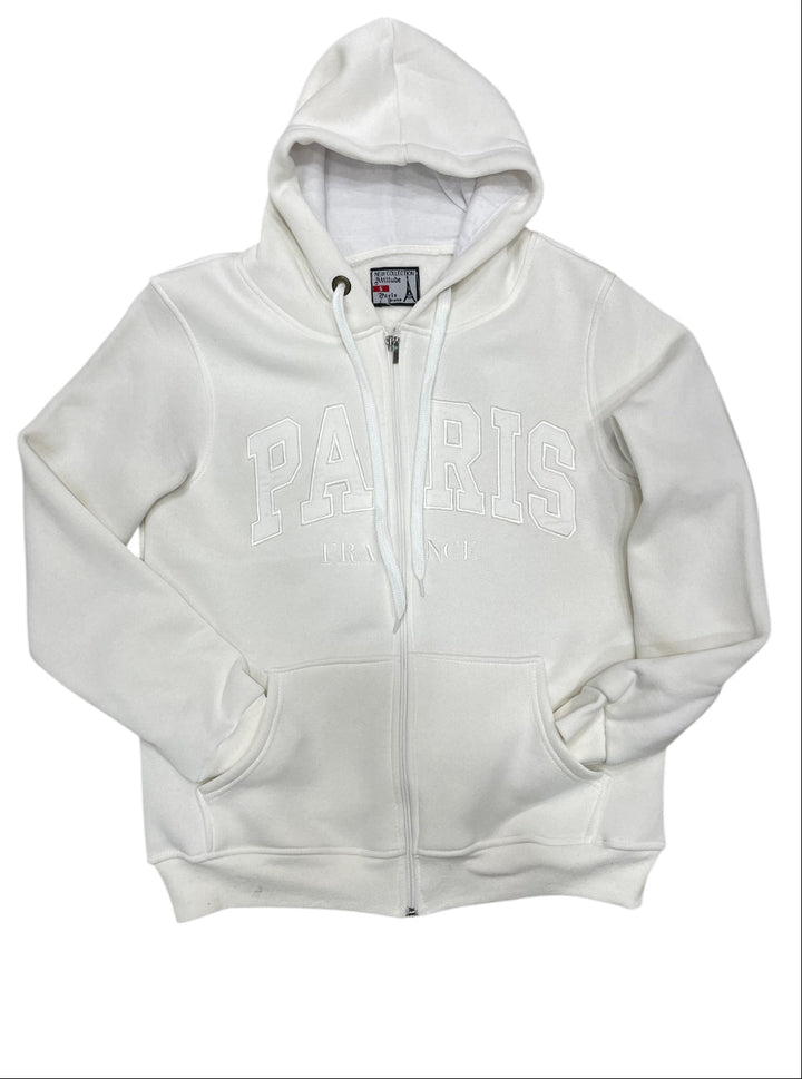 Moletom Paris France com Zíper – Branco