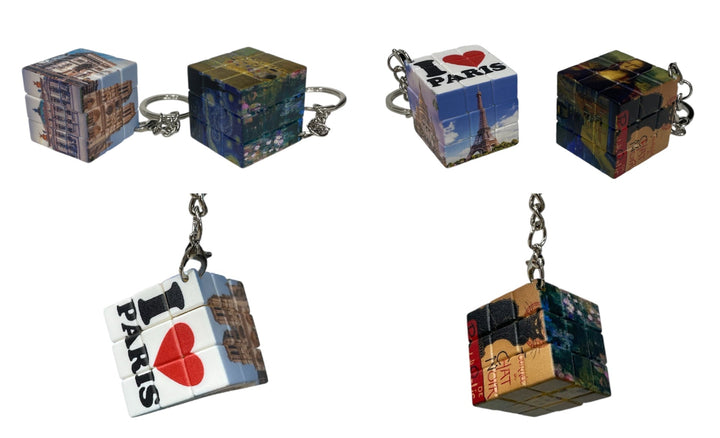 Porte clés cube puzzle souvenirs de Paris monuments et peintures