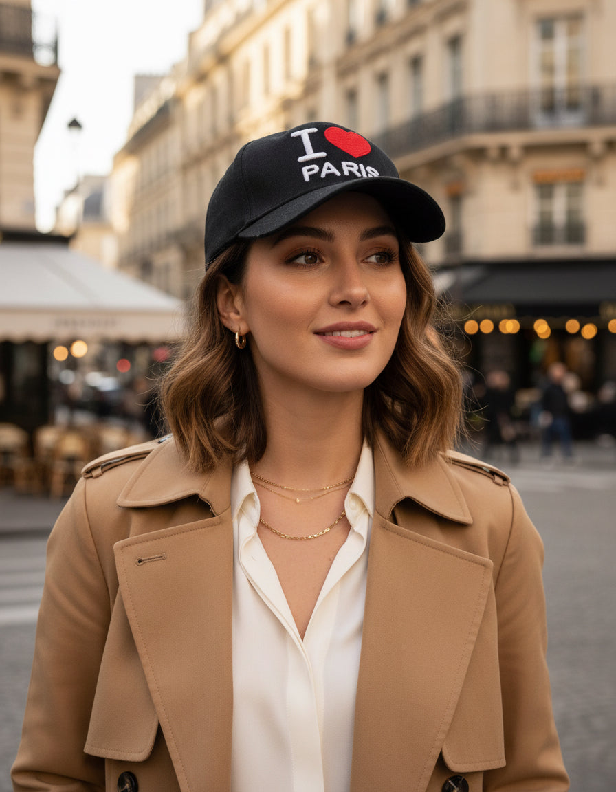 Casquette I Love Paris Noire Brodée 3D