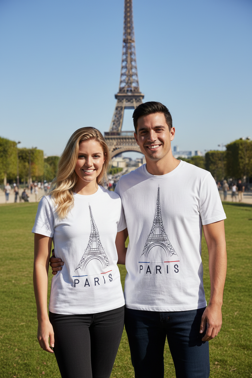 Eiffel tower embroidered t-shirt