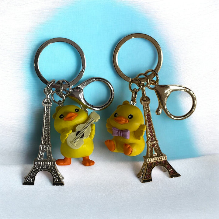 Eiffel Tower duck keychain