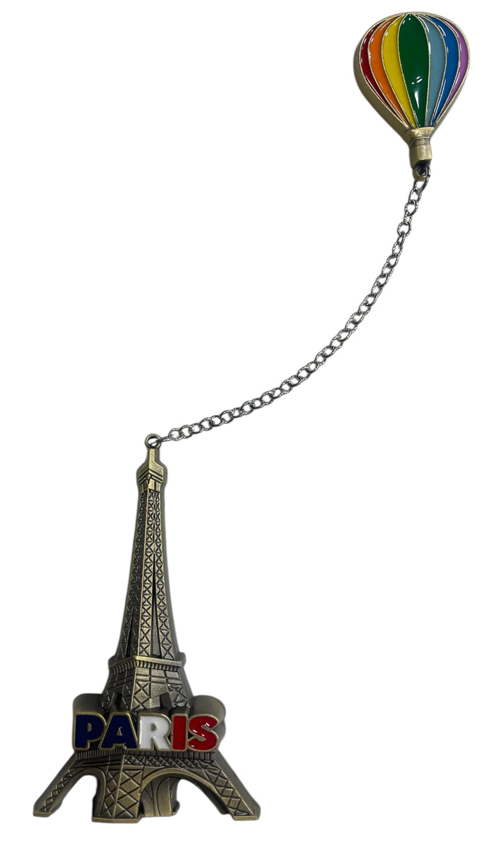 Metal Eiffel Tower Magnet with Hanging Balloon