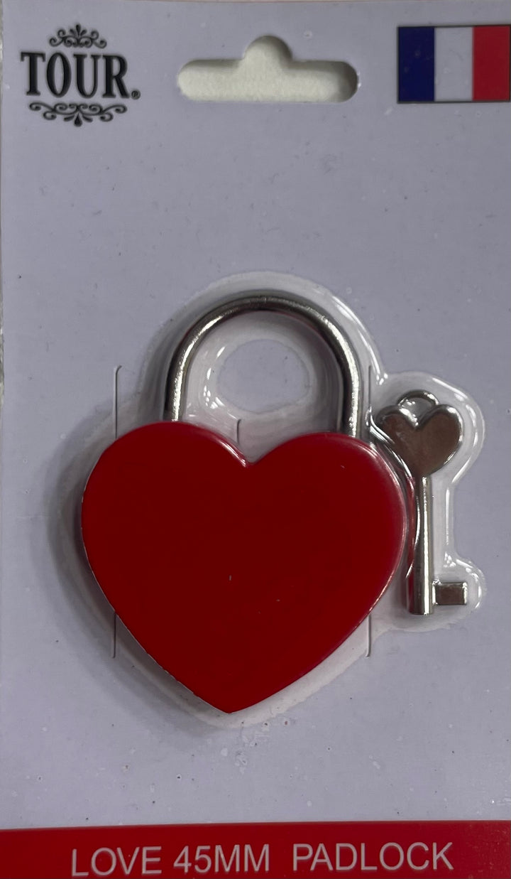 Cadenas cœur rouge avec clé cœur