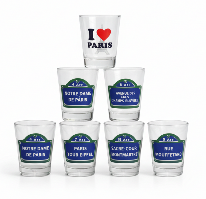 Copo de Shot Lembrança de Paris – Coleção Placas de Rua