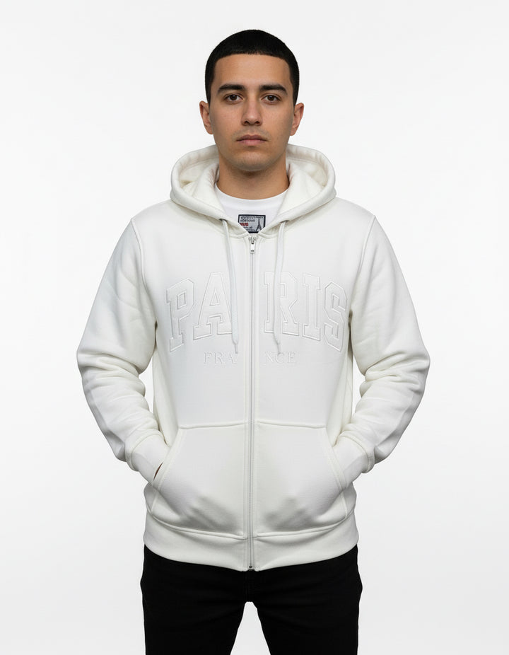Moletom Paris France com Zíper – Branco