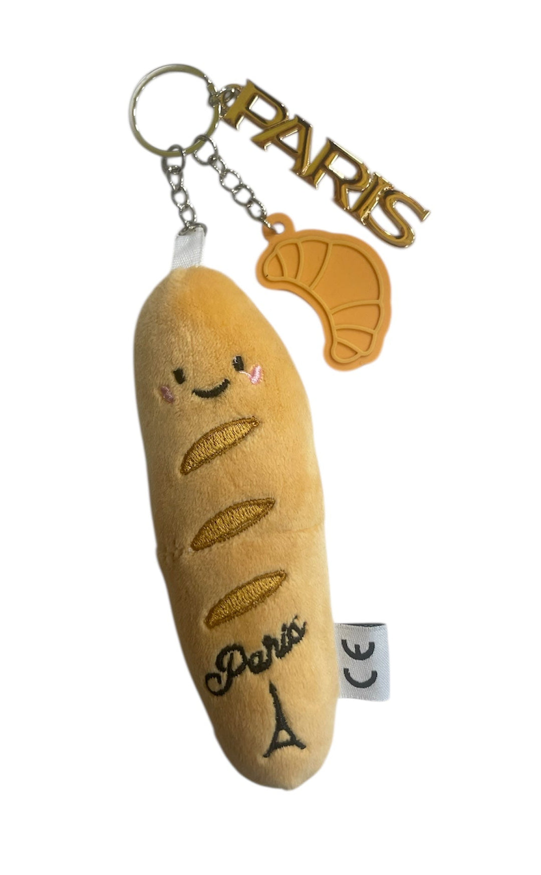 Baguette or croissant Paris plush keychain