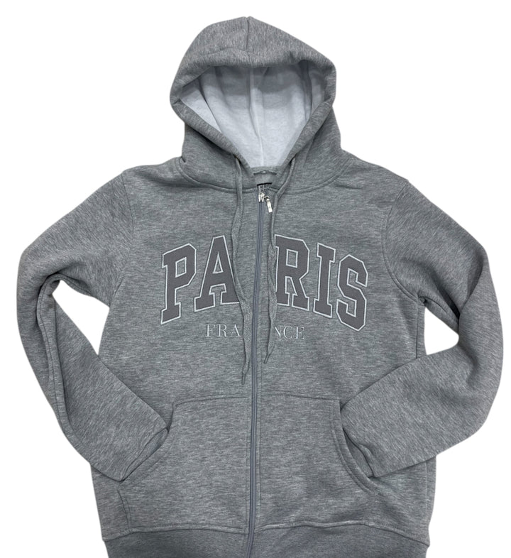 Moletom Paris France com Zíper – Cinza