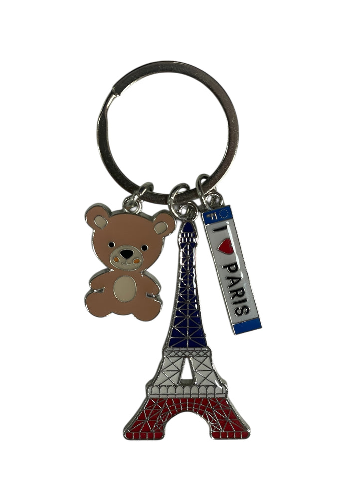 Porte clés Tour Eiffel Tricolore I love Paris nounours